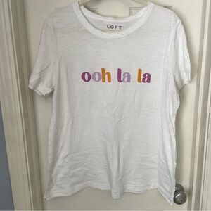 LOFT White Graphic Short Sleeve Tee